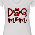thumbnail image 4 of Inktastic Dog Mom with Paw Print in Plaid Women's V-Neck T-Shirt, 4 of 5