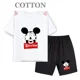 thumbnail image 3 of Conjunto de pantalones cortos de manga corta de verano para niños, camiseta de dibujos animados de Disney Mickey y pantalones, conjunto de 2 piezas, ropa linda para niñas y niños pequeños, 3 of 5