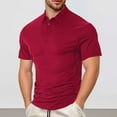 thumbnail image 2 of MIXUE Polo Shirts For Men Summer Solid Color Lapel Button Down Short Sleeve Slim Fashion Comfortable Tee Shirts Activewear,Red,XXXL, 2 of 9
