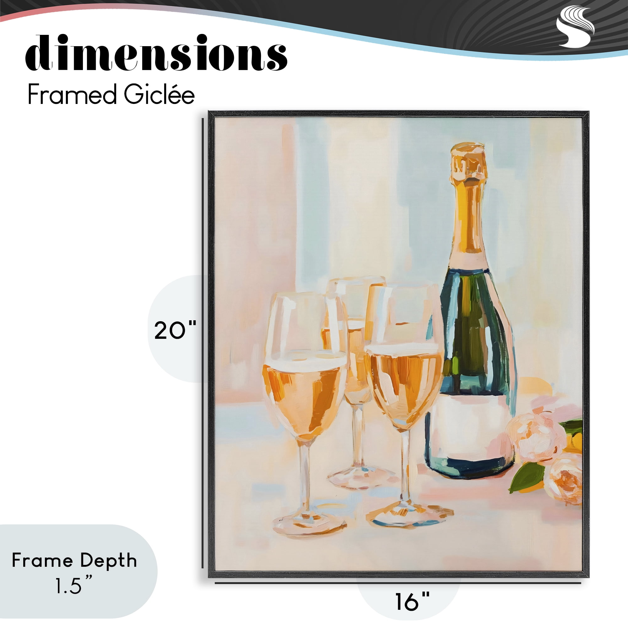 Stupell Industries Champagne Triple Toast Black Framed Giclee Art, design by The Prints Vibe