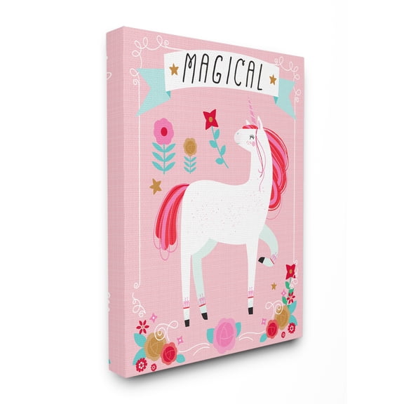 The Kids Room by Stupell Magical Colorful Unicorn Canvas Wall Art by Liz Mytinger