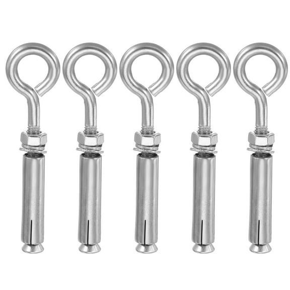 Concrete Wall Hook M6x90mmmm, Expansion Concrete Wall Anchors Shoulder Lag Eye Bolts Screws,Silver 5 Pcs