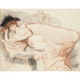 thumbnail image 3 of Paul César Helleu 18x15 Black Modern Framed Museum Art Print Titled - Elegant Reading on a Sofa, 3 of 5