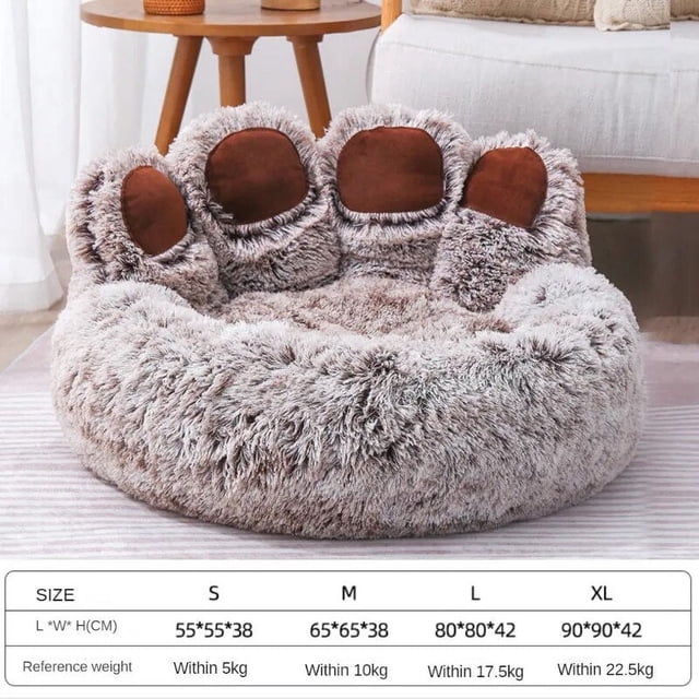 Dog Bed Cat Mat Round Large Pet House Long Plush Deep Sleeping Warm Bear Paw Shape Super Soft Cushion Calm Beds High Quality ShopWise Round