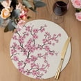 thumbnail image 3 of Spring Flowers Round 13 Inch Placemats Set of 4, Pink Cherry Blossom Branches Plants Beige HeatResistant Non Slip Place Mats for Dining Table, Wipeable Braided Kitchen Table Mats for Housewarming, 3 of 9
