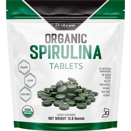 Probase Nutrition Organic Spirulina Supplement, 3000MG Per Serving, 720 Tablets (4 Month Supply), No Filler & Non-GMO, Rich in Vegan Protein, Vitamins & Prebiotics, Premium Spirulina Pills