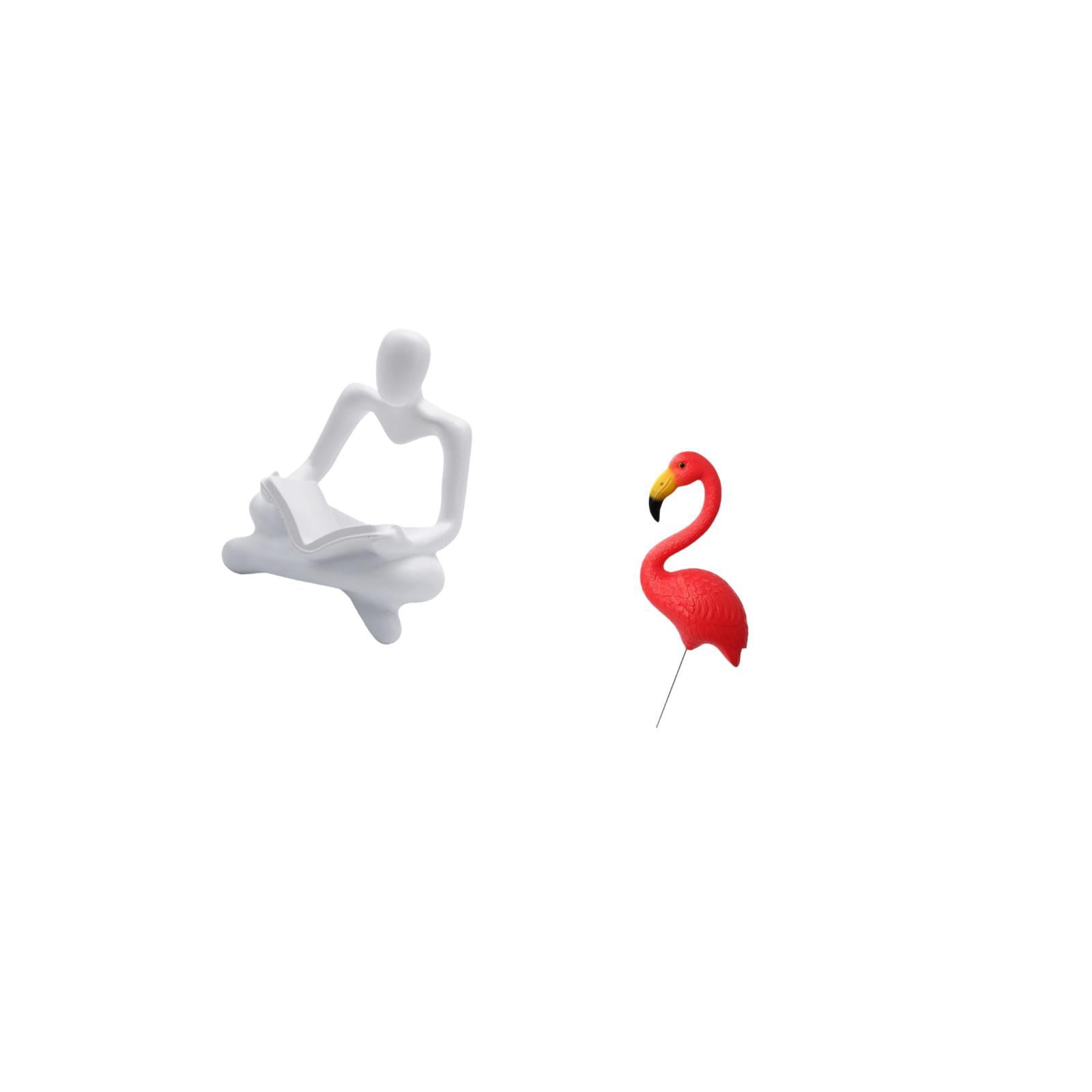 CarpNettore Creative Abstract Bird Thinker Statue Figurine Craft Sculpture for Living Room Decoration Yard Art Ornament Backyard Fairy Garden Accessories Flamingo Garden Stake Holiday Spring