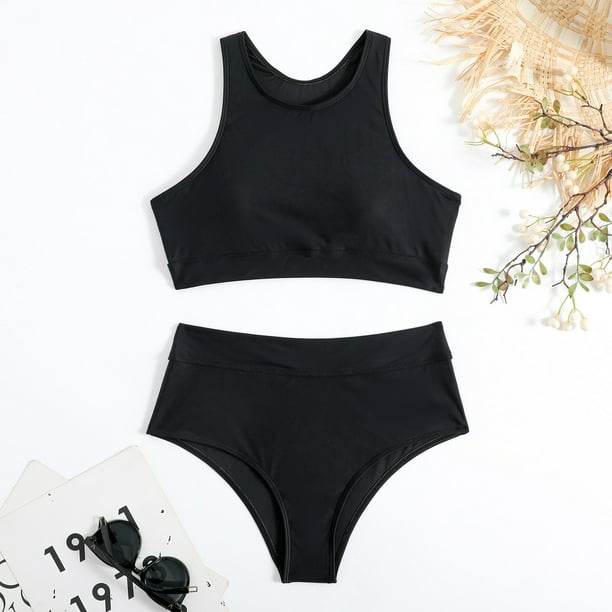FhsagQ Womens Swimsuit Sets Plus Size Garter Belt Women Print Bikinis  Swimsuit Sexy High Waist Bikini Set Two Pieces Beach Bathing Suit Swimwear  Swimsuit Sets for Women Crotchless Black L - Walmart.ca