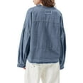 thumbnail image 4 of Lovskoo Womens Denim Tops Pullover Trendy Casual V Neck Loose Fit Puff Sleeve Jean Cotton Shirts Blue, 4 of 9