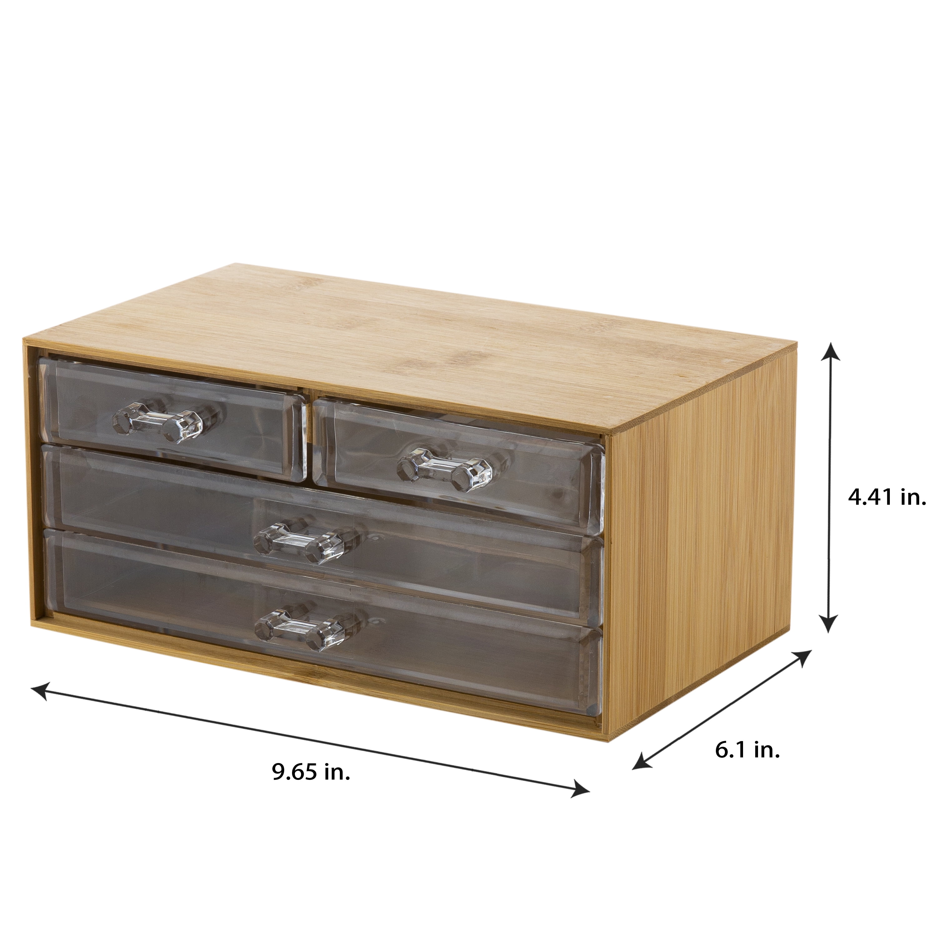 Simplify 3 Tier 4 Drawer Cosmetic Organizer and Jewelry Chest in Bamboo
