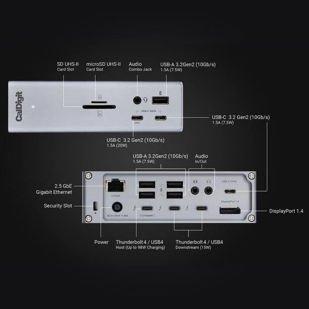 CalDigit TS4 Thunderbolt 4 Dock - 18 Ports, 98W Charging, 3x