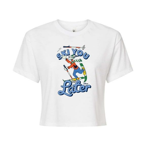 Disney - Ski You Later - Juniors Cropped Cotton Blend T-Shirt