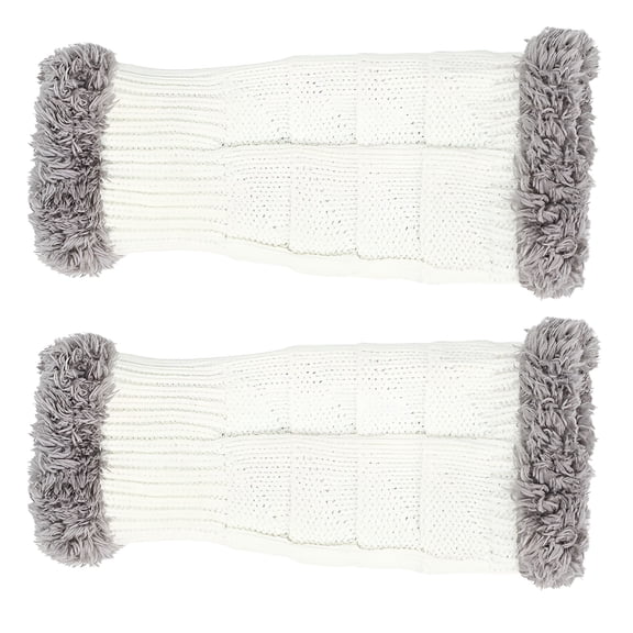 TELOLY 2 Pairs Women Winter Warm Knit Fingerless Gloves Hand Thumbhole Arm Warmers Mittens White Gloves Women Winter Gloves Women