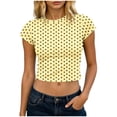 thumbnail image 2 of Byworldtasic Y2k Tees for Women Short Sleeve Polka Dot Shirt Tops Slim Fit Aesthetic Streetwear T Shirt, 2 of 5