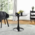thumbnail image 3 of FurnitureR 31.5'' Outdoor Dining Table – Round Mid-Century Pedestal Table for Patios, Gardens, or Balconies, Black, 3 of 6