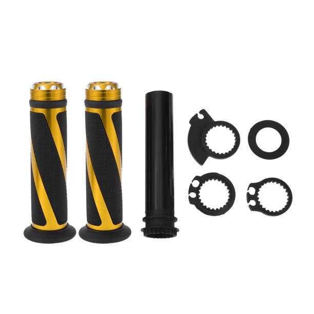 Kit de cubiertas para manillares de motocicleta Unique Bargains 7/8" 22mm 15/16" 24mm, agarres de aleación de aluminio y goma para motocicleta, scooter, bicicleta y ATV, tono negro y dorado, 1 juego