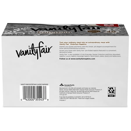 Vanity Fair Impressions Dinner Napkins, 3-Ply, 40 ct (Pack of 2), 2 pack, White