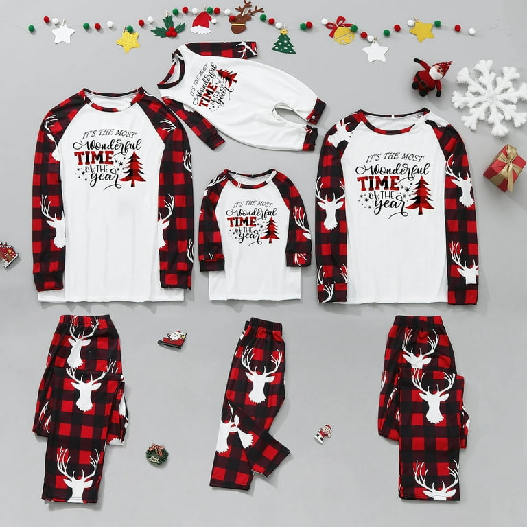 It's The Most-wonderful Time Of The Year Christmas Plaid Pajamas for Family  Pjs Matching Sets Long Sleeve Holiday Sleepwear Xmas Funny Santa Printed