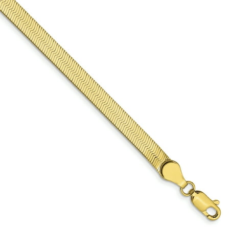 Charm Necklace Set 10k Yellow Gold 4mm Silky Link Herringbone Chain Necklace Pendant Charm Fine Jewelry For Women Gift Set ()