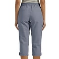 thumbnail image 4 of Axiiglly Capri Pants for Women Cotton Linen High Waisted Stretch Relaxed Fit 2 Pockets Rolled Cuffs Summer Lounge Capris, S-3XL, 4 of 7