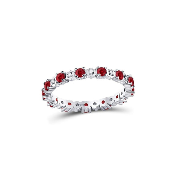 Diamond Princess 10kt White Gold Womens Round Ruby Diamond Eternity Stackable Band Ring Cttw
