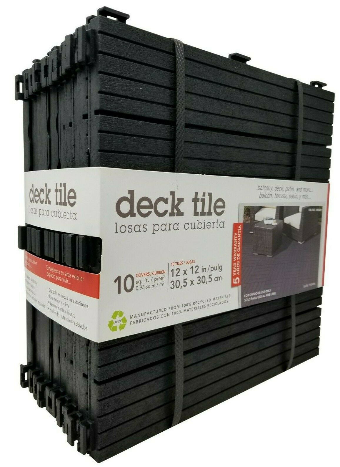 12*12-inch Per Piece Multy Home 10-pack Deck cubiertai Tile **NEW* Black 