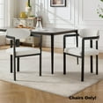 thumbnail image 2 of Hassch 2-Pack Modern Accent Dining Chairs, Beige Linen Fabric Upholstered Armchairs with Ergonomic Back, Comfortable Padded Seat, Matte Black Metal Legs, 2 of 8