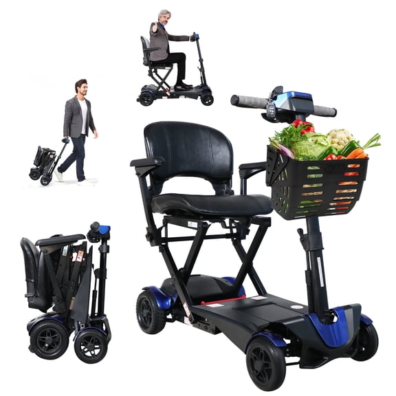 Airline Approved Foldable 4-Wheel Mobility Scooter with Remote Control, Blue, 275 lb Limit