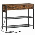 thumbnail image 5 of HOOBRO Narrow Console Table with Charging Station & 2 Drawers, Industrial, Rustic Brown and Black, 5 of 10