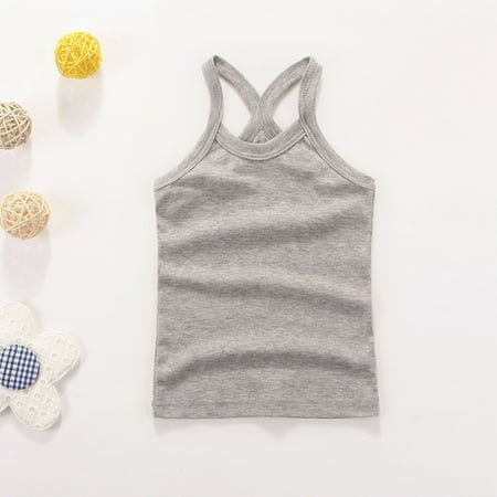 

Dyfzdhu Toddler Kids Girls Dance Tank Top Racerback Crop Soild Sleeveless Sports Ballet Gymnastics Dancewear