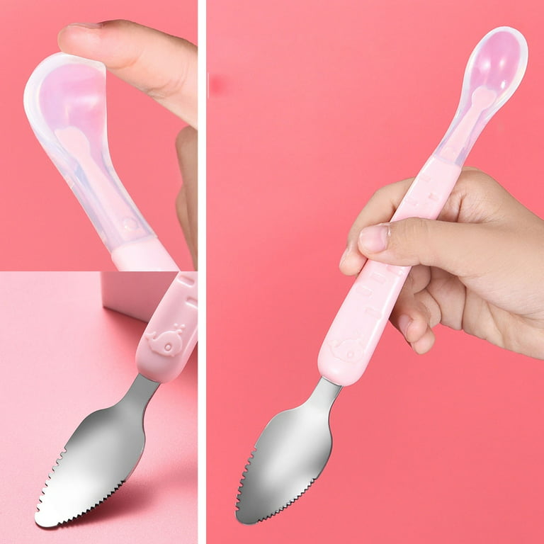 OOKWE Baby Spoon Dual-Head Food Feeding Spoon Fruit Puree Scraper Tool Baby  Cutlery 