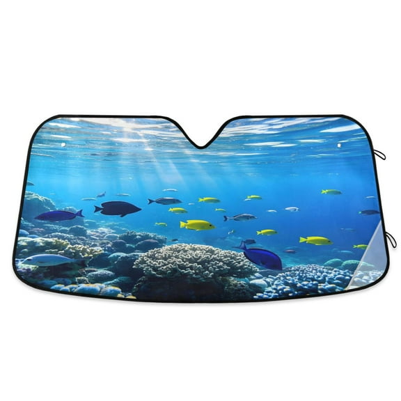 ALAZA Fish Ocean Windshield Sun Shade Car Foldable Sun Visor Block UV Rays Protector 55"x27.6"