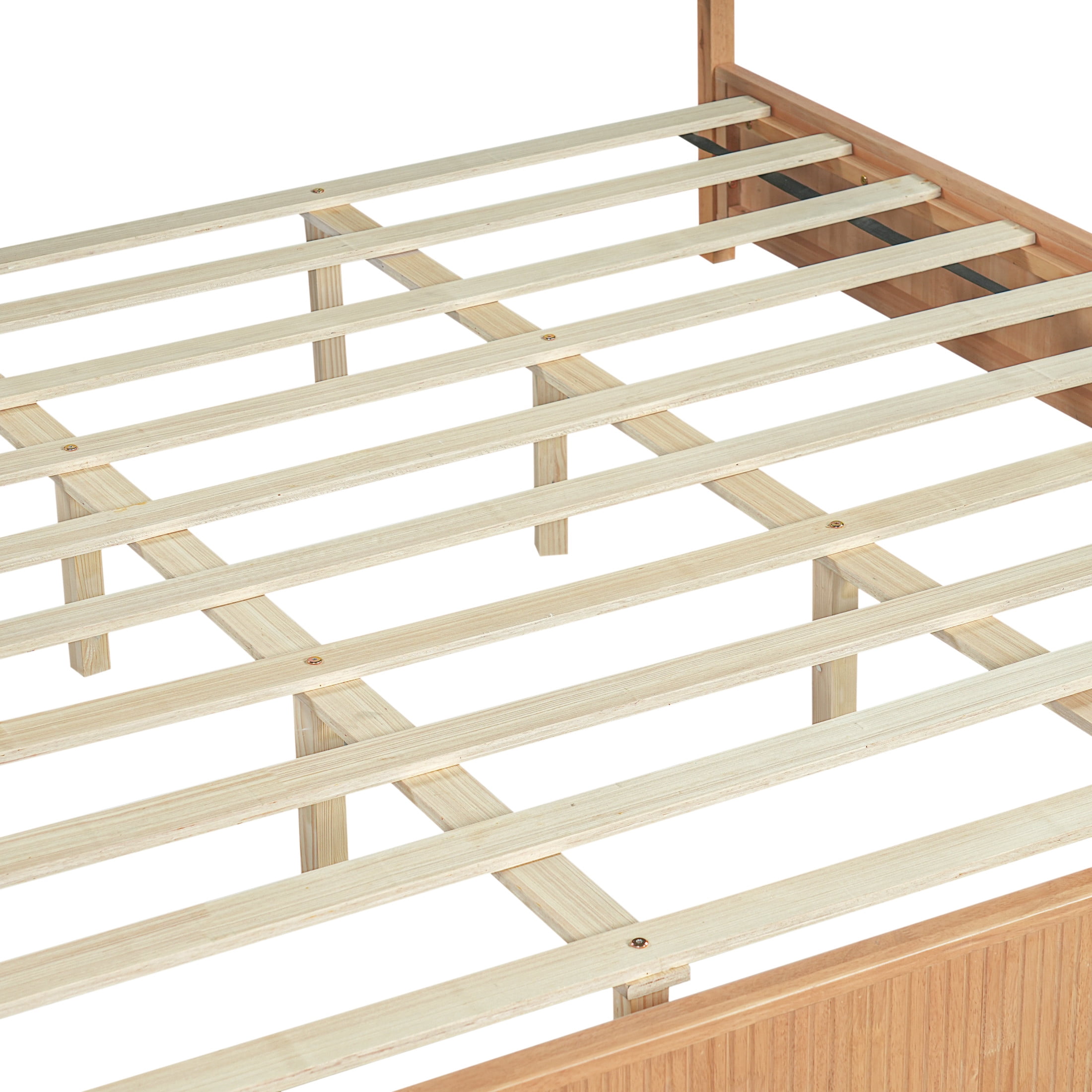 Christopher Knight Home Modern Platform Bed Frame with White Fabric Headboard, King Size, Natural