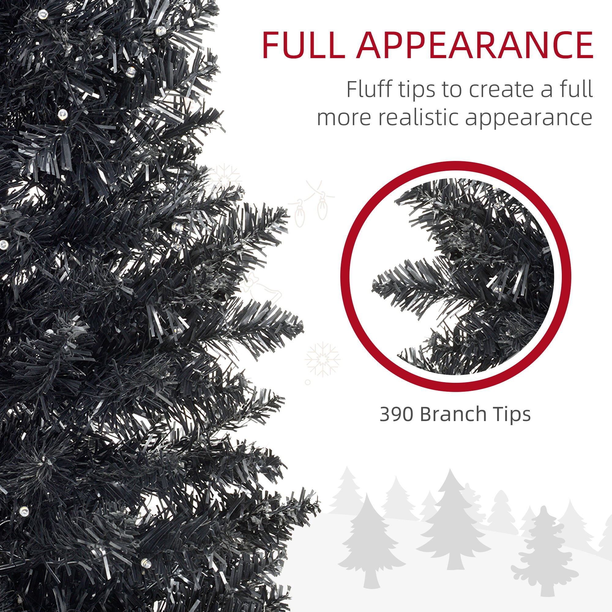 Pre Lit Pencil Christmas Tree, 6 ft Slim Artificial Xmas Tree with Warm White LED Lights, 390 Tips, Flame Retardant Branches, Indoor Holiday Decor for Small Spaces