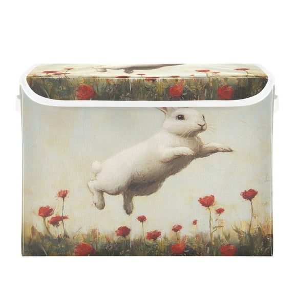 Storage Box With Lid 16.5x12.6x11.8In Foldable Stacked Household Storage Box Rabbit Hop