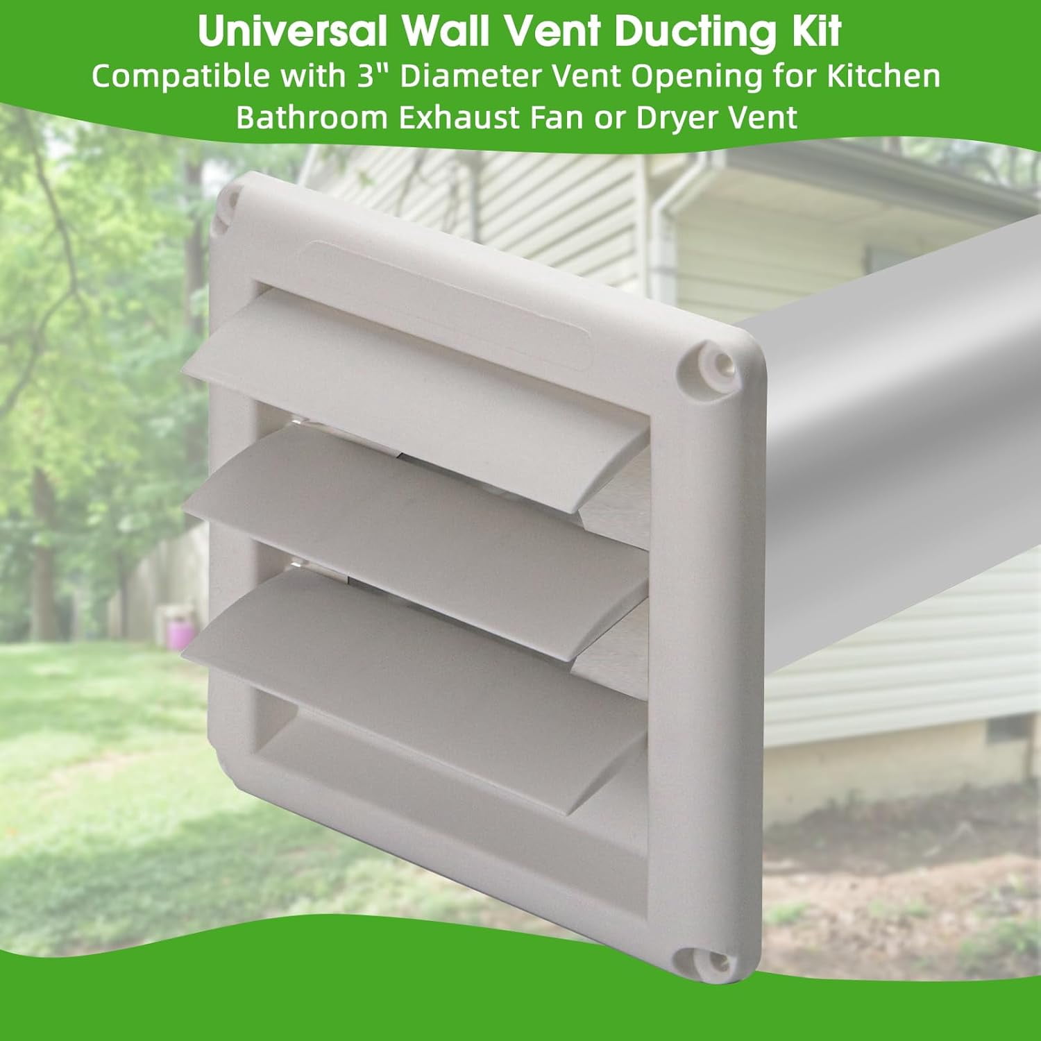 Dryer Vent Kit Through Wall with Hose/Duct Connector/Wall Plate,3 Inch Dryer Vent Hose Connector Ducting Kit for Bathroom Exhaust Fan Ventilation,Ceiling Washer Air Circulation