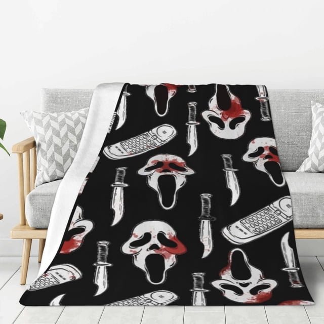 Manta de vellón Ghostface, súper suave y acogedora, para hombres, mujeres, personas mayores y niños. Características: súper suave, 60 x 50 pulgadas