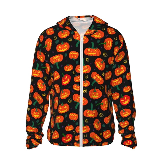 Balery Pumpkin Fallen Leaves Sudadera ligera de manga larga con capucha y protección solar UPF 50+ para hombre y mujer, ideal para pesca y running-3X-Large