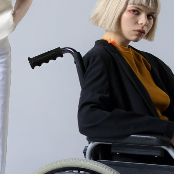 Soimiss 2Pcs Black PVC Handle Grip Wheelchair Parts Anti-slip For Caregivers Daily Use