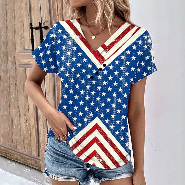 Fiudx Camisas para Mujer Top de Primavera y Verano de Manga Corta con Estampado de Árboles Informal a La Moda con Cuello En V para Mujer