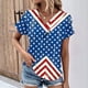 thumbnail image 2 of Top de Verano de las Mujeres Árbol Impresión V-Cuello Casual Manga Corta, Tops Cortos para las Mujeres, 2 of 5
