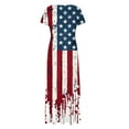 thumbnail image 4 of Cmfcve Women’s 4th of July Patriotic Dress Short Sleeve Round Neck Independence Day Maxi Dresses Flowy A-Line Vacation Dress with Pockets, 4 of 5