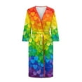 thumbnail image 3 of Yuyamidu Rainbow Heart Robes for Women Lightweight Long Sleeve Bathrobe Knee-Length Spa Robe Sexy Long Womens House Robes Size M Soft V Neck Nightgowns with Waist Belt, 3 of 7