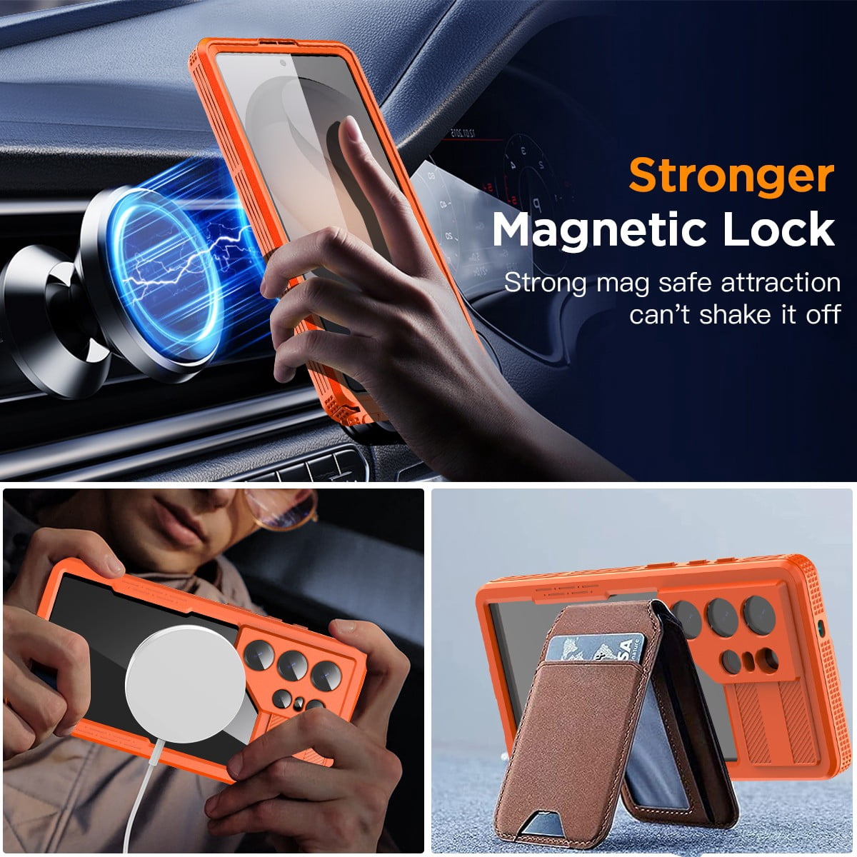 AICase Waterproof Case Cover for Samsung Galaxy S26 Ultra, IP68 Waterproof Full Body Protective Shockproof Case with Build in Screen Protector Anti-Scratch Cell Phone Case,Orange