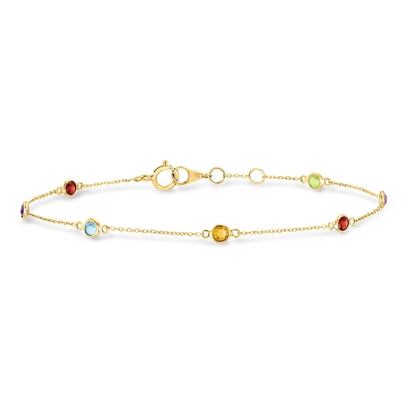 Pure Collection by Ross-Simons 0.69 ct. t.w. Multi-Gemstone Station Bracelet in 14kt Yellow Gold, Women's, Adult