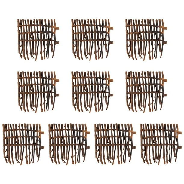 Kit de cerca de corral en miniatura, modelo de cerca de plástico para figuras de animales, granja y rancho. 10 piezas Estilo C