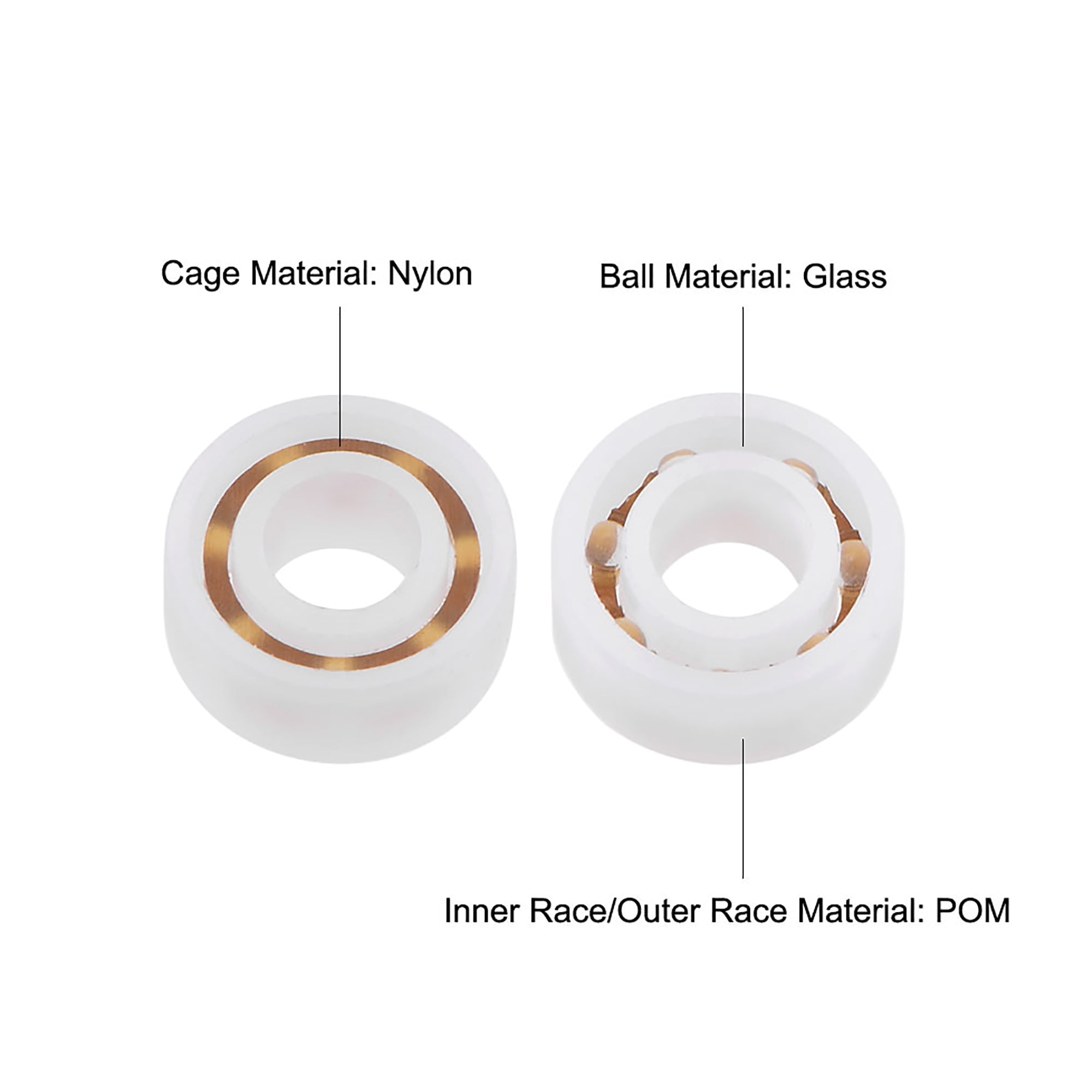 POM Plastic Nylon Deep Groove Ball Bearings Polyoxymethylene ID 10mm Up to 70mm 