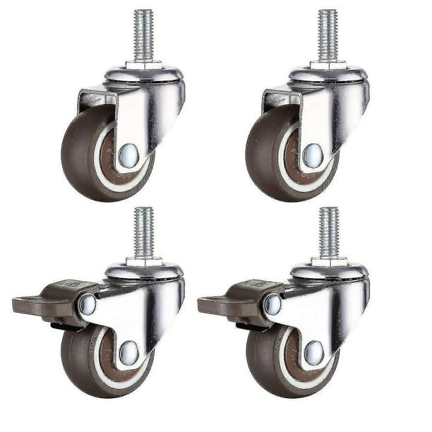 M8 Threaded Stem Rubber Heavy Duty Swivel Caster For Hand Trolley, Work Tables, Furniture Wheels, 1.5 Inch, Thread Diameter: 8mm, Length 20mm, 2pcs Wi