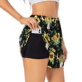 thumbnail image 2 of Bixox Women's Sunflower Skull Boho pattern 2 in 1 Running Shorts - Lightweight Athletic Workout Gym Yoga Shorts Liner with Pockets - X-Large, 2 of 7