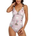 thumbnail image 4 of Hello Kitty Women's One Piece Swimsuit Tummy Control V Neck Bathing Suits, 4 of 7